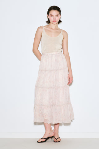 Ruched Chiffon Maxi Skirt Blush