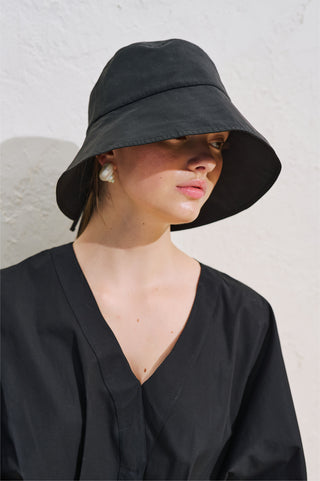 Drawstring Bucket Hat Black