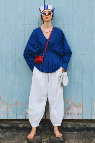 Balloon Leg Drawstring Trousers Ecru