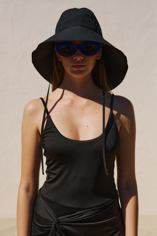 Tulip Wide Tie Hat Black