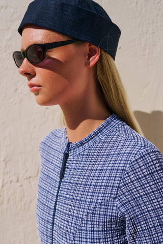 Checked Racerback Swimsuit Blue Plaid