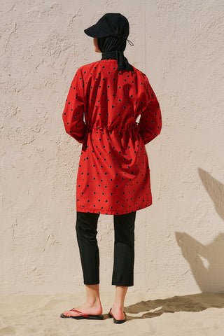 Printed Modest Swim Set With Bag Polka Dot