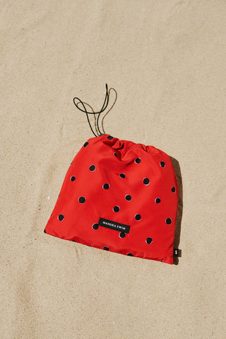 Printed Modest Swim Set With Bag Polka Dot