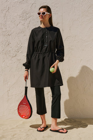 Printed Modest Swim Set With Bag Black
