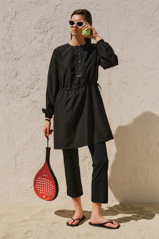 Printed Modest Swim Set With Bag Black