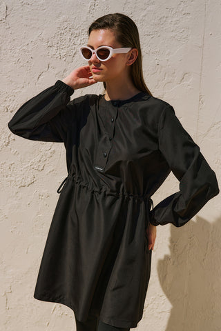 Printed Modest Swim Set With Bag Black
