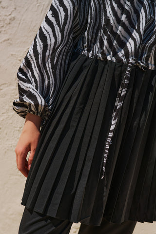 Pleated Printed Modest Swim Set Zebra
