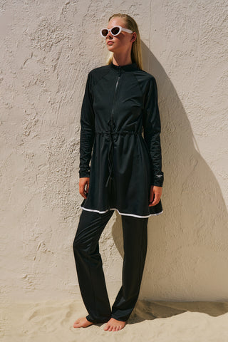 Zip Swim Dress Black