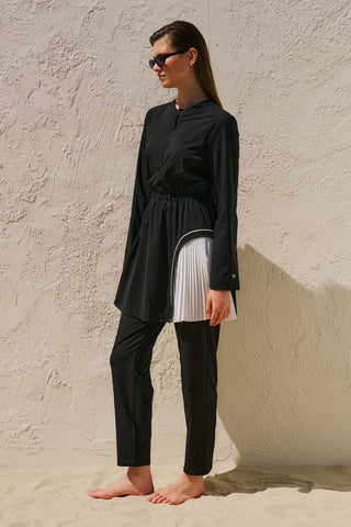 Pleated Swim Dress Black