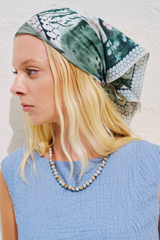 Patterned Cotton Square Scarf Mita