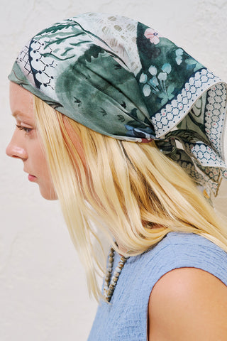 Patterned Cotton Square Scarf Mita