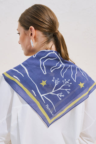 Patterned Cotton Square Scarf Luna