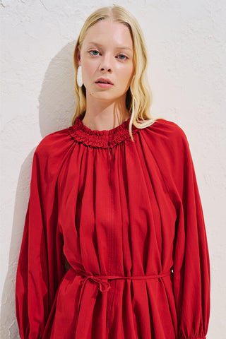 Lace Sleeve Edition Blouse Red