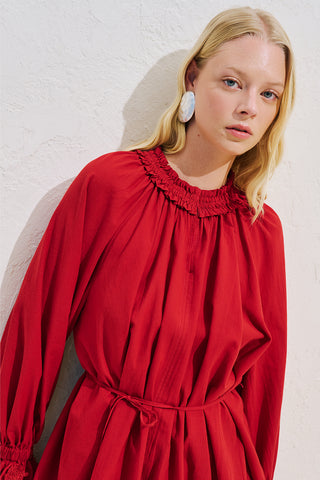 Lace Sleeve Edition Blouse Red