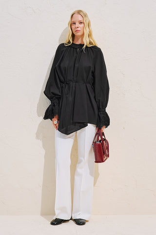 Lace Sleeve Edition Blouse Black