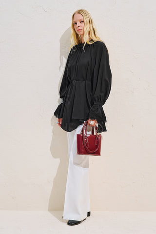 Lace Sleeve Edition Blouse Black