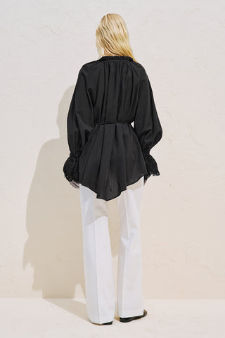 Lace Sleeve Edition Blouse Black