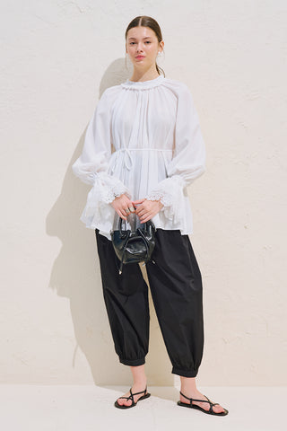 Lace Sleeve Edition Blouse Ecru