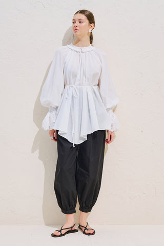 Lace Sleeve Edition Blouse Ecru