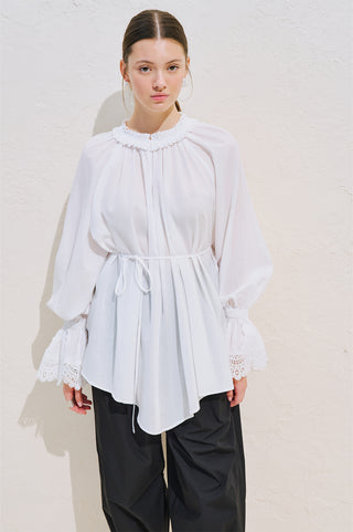 Lace Sleeve Edition Blouse Ecru