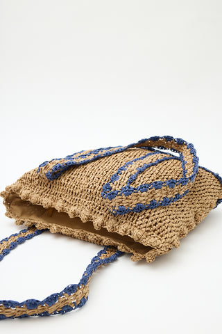 Embroidered Straw Bag Natural