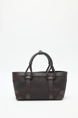 Luca Woven Handle Statement Bag Brown