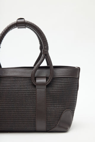 Luca Woven Handle Statement Bag Brown