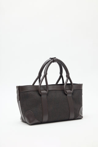 Luca Woven Handle Statement Bag Brown