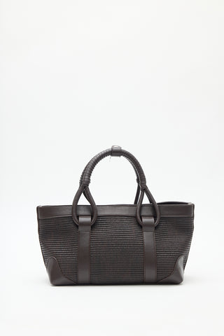 Luca Woven Handle Statement Bag Brown