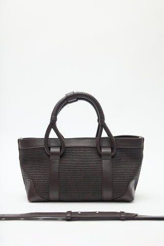 Luca Woven Handle Statement Bag Brown