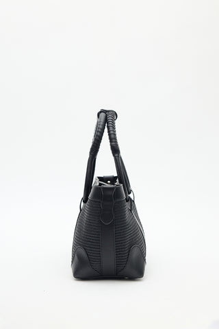 Luca Woven Handle Statement Bag Black