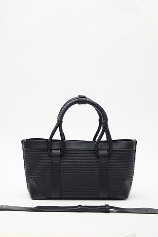 Luca Woven Handle Statement Bag Black