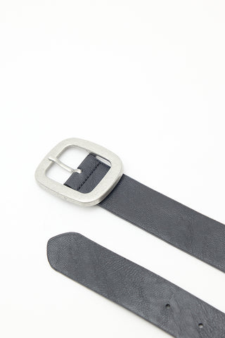 Leather Belt With Silver Buckle Black