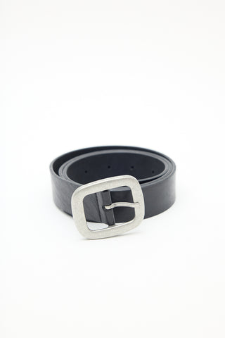 Leather Belt With Silver Buckle Black