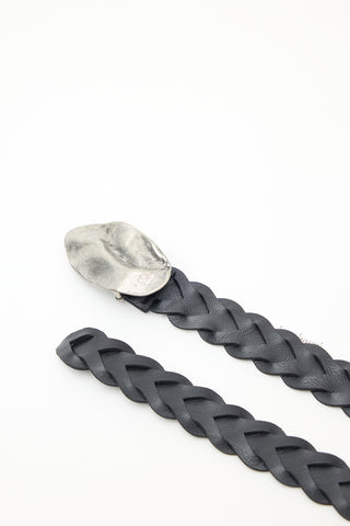 Braided Belt With Vintage Buckle Black