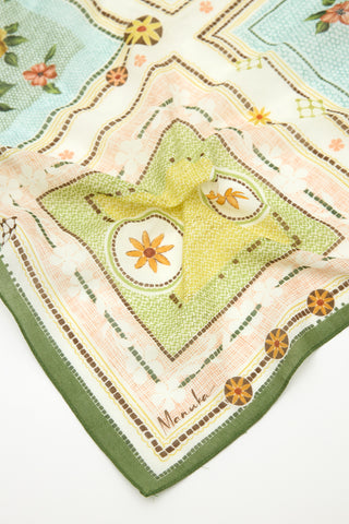 Patterned Cotton Square Scarf Marigold