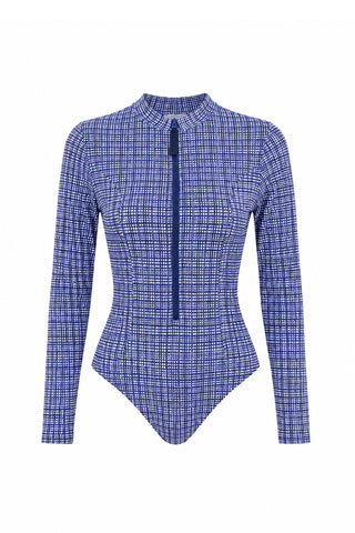 Checked Racerback Swimsuit Blue Plaid