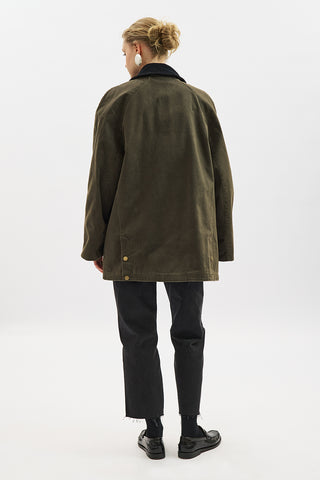 Oversized Contrast-Collar Parka Dusty Gray