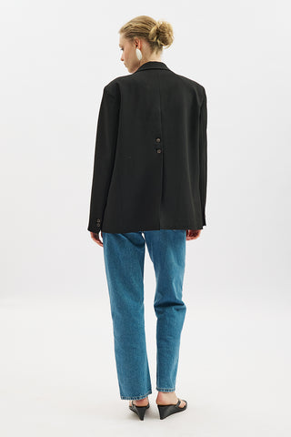 Jun Single-Button Blazer Black