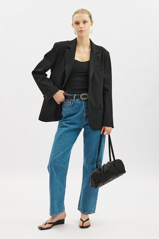 Jun Single-Button Blazer Black