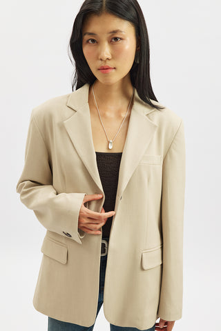 Jun Single-Button Blazer Beige