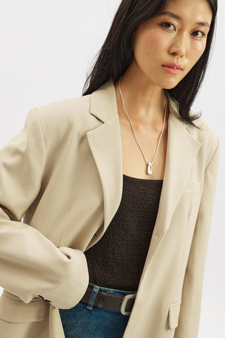 Jun Single-Button Blazer Beige