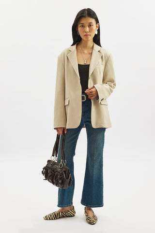 Jun Single-Button Blazer Beige