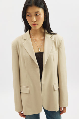 Jun Single-Button Blazer Beige