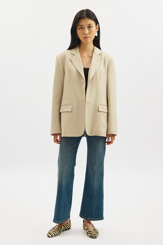 Jun Single-Button Blazer Beige