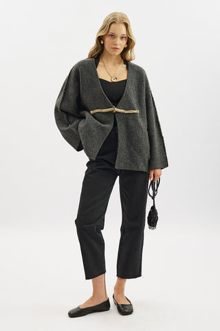 Norway Button Knit Cardigan Anthracite