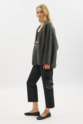 Norway Button Knit Cardigan Anthracite