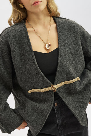 Norway Button Knit Cardigan Anthracite