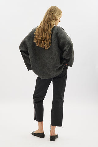 Norway Button Knit Cardigan Anthracite