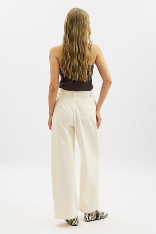 Wrap Front Fabric Trousers Ecru